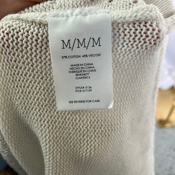 Cabi Ivory Knit Sleeveless Tank Sweater Tunic Open Stitch Cotton Viscose Luxury - Picture 2 of 14
